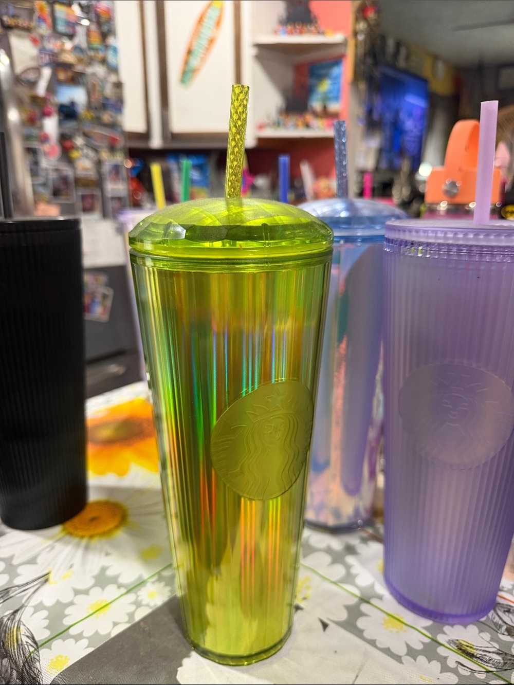 Starbucks Neon Yellow Iridescent Tumbler